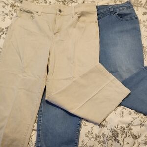 Chico's Denim Capri & Stripe Crop Pants Size 1.5